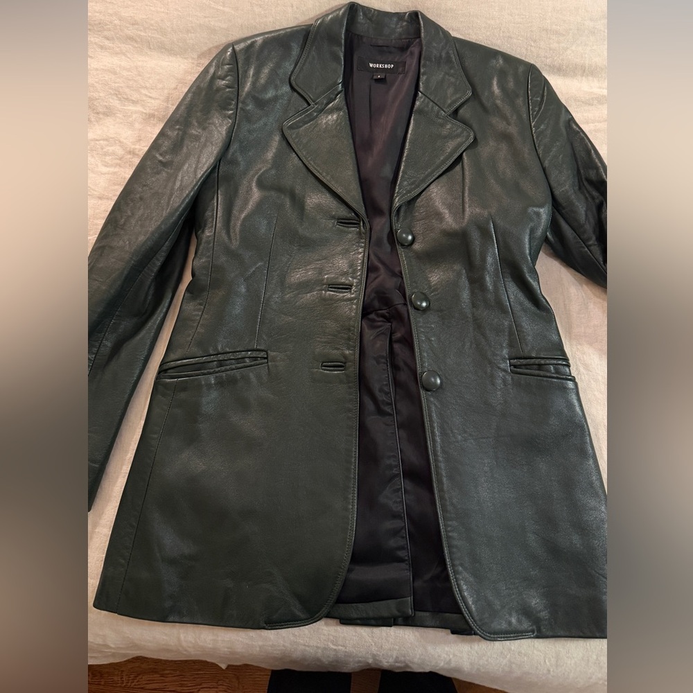 Workshop Dark Gree Leather Jacket - image 4